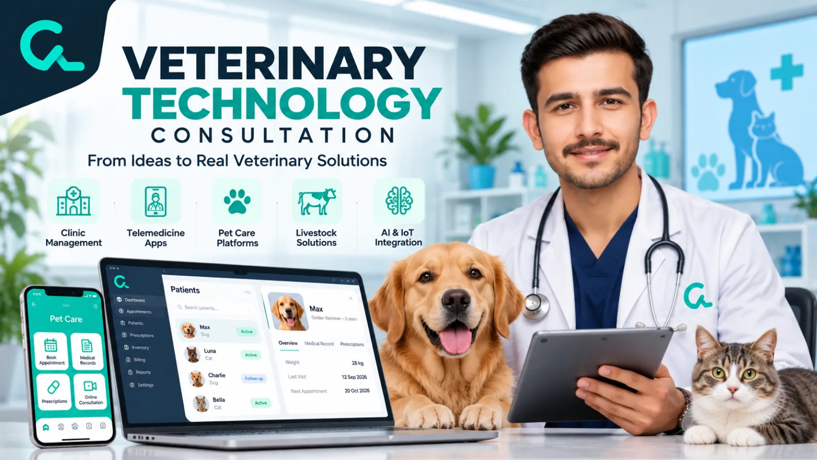 We will provide veterinary technology and software development consultation