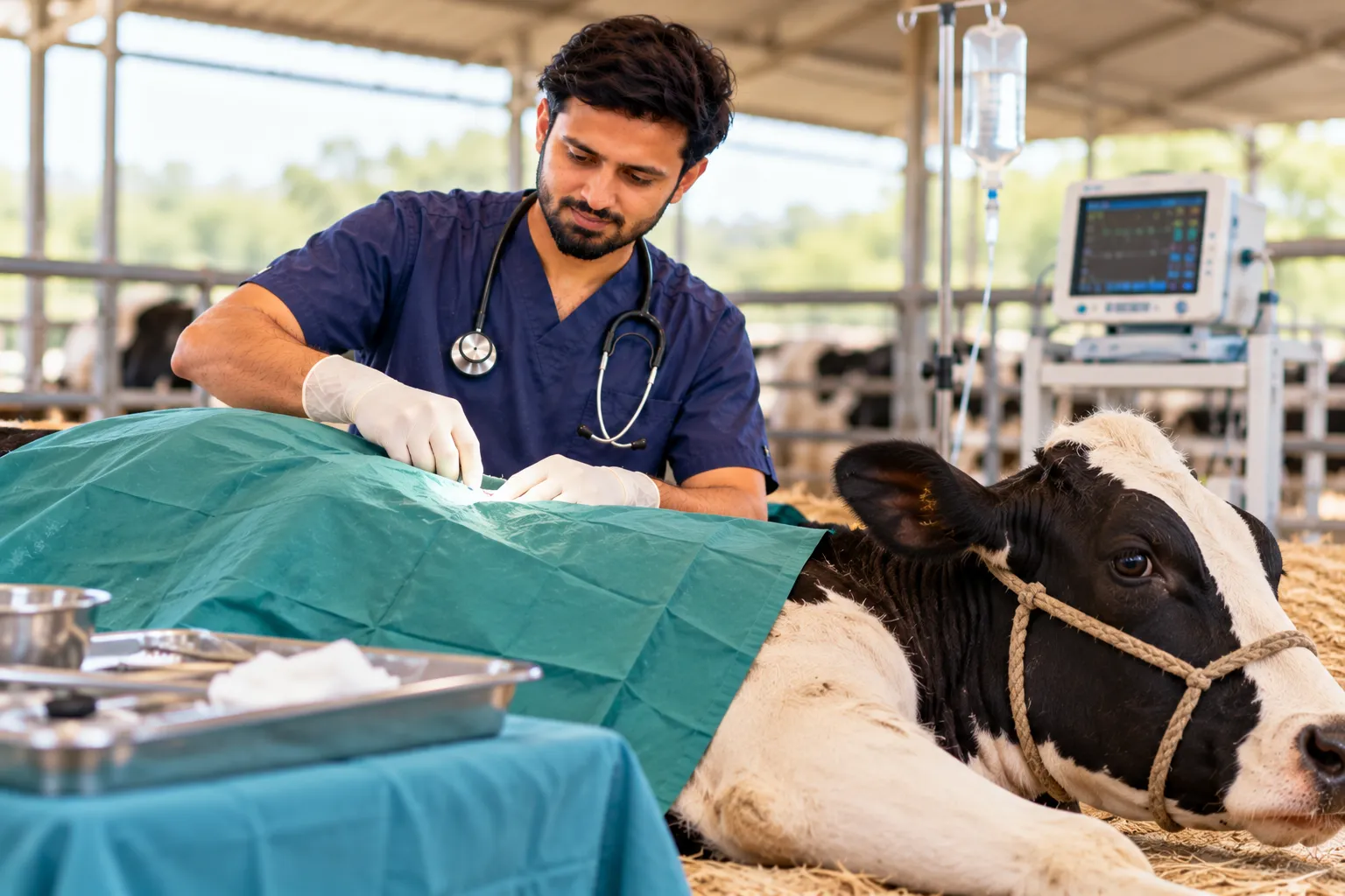 Veterinary Cesarean Section Surgery for Cows
