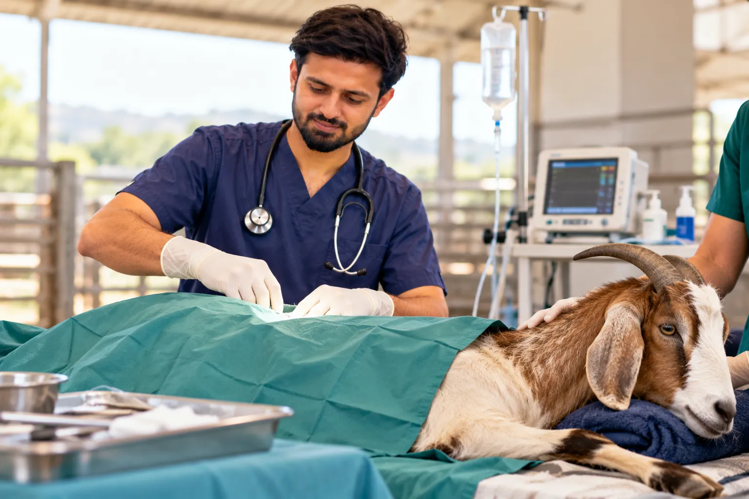 Veterinary Cesarean Section Surgery for Goats